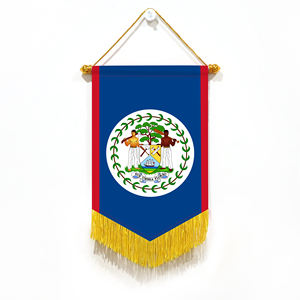 Logotipo personalizado Impresión digital Material satinado Colgante <span class=keywords><strong>Bandera</strong></span> de banderín de <span class=keywords><strong>Belice</strong></span> para espejo retrovisor de coche y decoración del hogar - Product Image 1