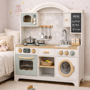 EDULAND Set Multifunzionale Grande di Giocattoli in Legno <span class=keywords><strong>Montessori</strong></span> per Bambini, <span class=keywords><strong>Cucina</strong></span> e Cibo, Set per Bambine, Giochi di Simulazione e <span class=keywords><strong>Cucina</strong></span> - Product Image 2
