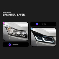 Conjunto de Faros Delanteros con Proyector LED Doble U para Chevrolet Cruze 2009-2014, Lámpara Delantera de Xenón, Piezas de Automóvil XUNBAI, Ajuste Universal