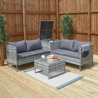 Ensemble de canapé modulaire d'extérieur avec coussins et table basse, mobilier de jardin moderne en rotin PE