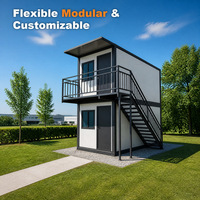 Maison conteneur pliable à deux étages, préfabriquée, avec escalier et balcon, pour bureau de chantier, camp de travail, dortoir, logement