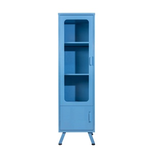 Israel Tall <strong>Thin</strong> Cosmetics Storage Cabinet Single Door Shampoo Display <strong>Cupboard</strong> 2 Doors with Feet Green Color - Product Image 3