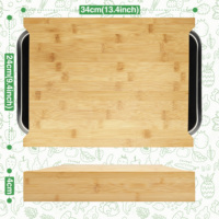 Grand ensemble de planche à découper multifonctionnel en bambou et en bois d'olivier Design pliable et sûr avec plateau en acier inoxydable Prix de gros
