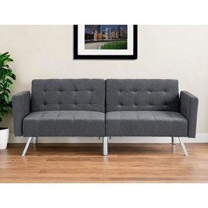 HMS 75 divano letto in lino grigio scuro con gambe in argento eleganti mobili per la casa categoria di prodotto - Product Image 1