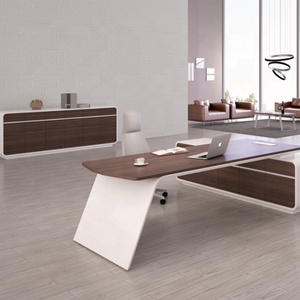 Meubles de direction modernes, table en placage MDF, bureau de PDG, bureau de direction en forme de L de luxe, mobilier de bureau - Product Image 2