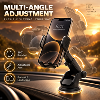 Support de téléphone universel pour voiture à ventouse en plastique, télescopique et réglable, pour grille d'aération et pare-brise, avec navigation GPS