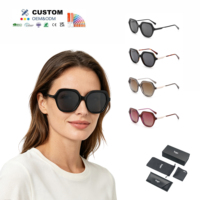 Gafas de Sol de Acetato Poligonales Redondeadas de Lujo, Marca China, Exportación, Gran Venta, para Mujer, Ideales para Fotografía Urbana, Compras y Viajes