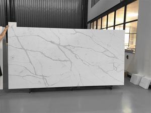 Pierres de Quartz artificielles avec veines noires, sillons, carreaux de calacita blanc, pour hôtels - Product Image 6