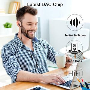Auriculares con Cable Flexible de Nuevo Ingreso, Control Remoto de 3 Botones para Trabajo Remoto y Reuniones <span class=keywords><strong>Zoom</strong></span> - Product Image 3