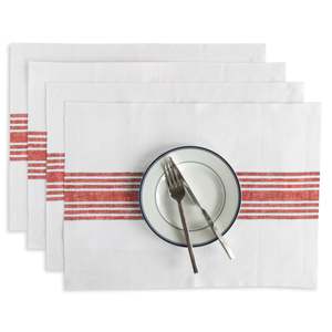 Napperons en lin rayés avec rayures tissées et bords ourlés pour les acheteurs en gros réguliers et les banquets de restaurants - Product Image 1