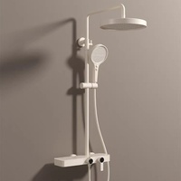 Ensemble de douche haut de gamme de luxe léger avec grande capacité de rangement, pour salle de bain domestique, à montage mural, avec jets pluie, cascade et pressurisés, et fonction massage
