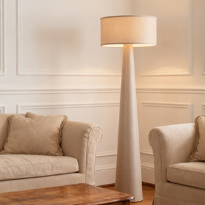Lámpara de Pie Grande de Tela Color Blanco Hueso, Diseño Minimalista, Fuente de Luz LED Intercambiable, Alto CRI 90 - Product Image 3