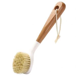 Brosse à vaisselle à poils naturels avec long manche en bois, brosse de nettoyage multifonctionnelle pour la cuisine, pour la vaisselle, les casseroles et les poêles - Product Image 5