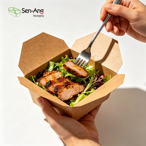 SenAng - Caja de Comida Desechable de Papel Kraft al por Mayor con Diseño Antiderrames para Entrega de Alimentos, Caja de Almuerzo para Llevar - Product Image 1