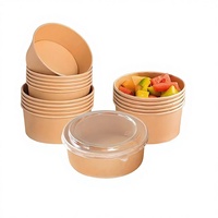 Contenants alimentaires jetables, bols en papier kraft, boîtes à emporter, utilisables au micro-ondes, résistants au réfrigérateur, laminés, anti-graisse, résistants à l'eau
