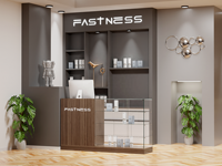 Comptoir de caisse 2-en-1 en verre, vitrine avec étagères réglables en verre trempé, porte coulissante en verre, armoire de présentation en bois – Vente en gros