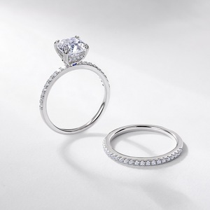 Ensemble de mariage deux pièces en argent sterling S925 avec moissanite taille coussin couleur D VVS1, bague de fiançailles - Product Image 2