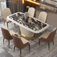Ensemble de table à manger moderne de luxe avec plateau en marbre, taille et couleur personnalisables pour la salle à manger à domicile