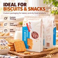 Sacs à soufflets latéraux imprimés numériquement sur mesure, sachets laminés BOPP VMPET PE résistants à l'humidité pour l'emballage de snacks, biscuits et produits de boulangerie