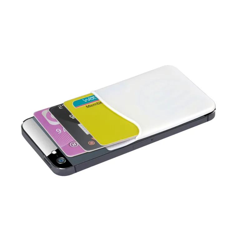 Thin Slim Stick On Card Holder Credit ID Pocket Silicone Stick On Cell Phone Wallet Compatible Android Phone and Most Devices
