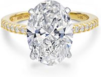 Gem Stone King 1-5 Karat Oval Laboratuvar Üretimi Elmas Nişan Yüzüğü (Kadınlar İçin) |   14 Ayar İki Renkli Altın |   IGI Sertifikalı |   D-E Rengi |   VS1