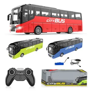 Double Decker Bus RC Bus Model 2.4ghz 4 Channels Remote Control Bus Toy with Head Lights and Rubber for Kids Electric Plastic