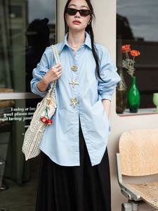 Camicie e camicette da donna Casual a <span class=keywords><strong>maniche</strong></span> <span class=keywords><strong>lunghe</strong></span> ampio Outwear Casual in cotone traspirante nero bianco Cardigan camicia - Product Image 4