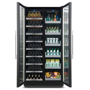 Refrigerador de enfriamiento de temperatura de control con puertas dobles Gabinete multicapa Pantalla táctil LCD Vino y bebida - Product Image 6