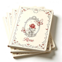 Carnet A5 Papillon Rose Personnalisé avec Cadre Imprimé, Couverture Rigide, Journal Élégant Floral pour Femme, Cadeau