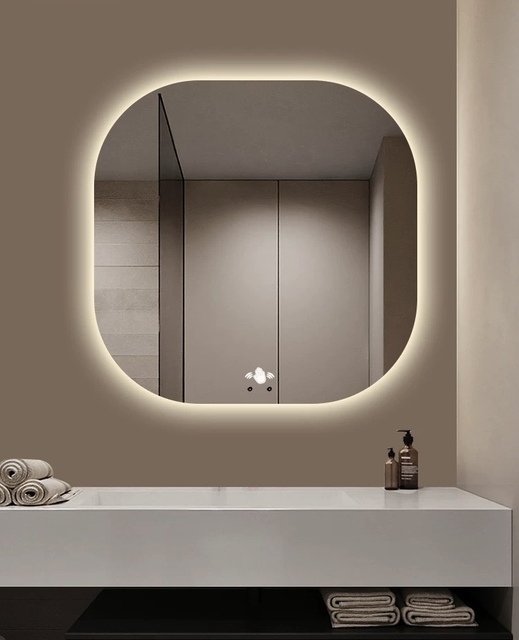 Premium Anti-Fog LED Vanity Mirror with Touch Screen & Smart Switch Modern Square Design for Home Salon Hotels Hospitals