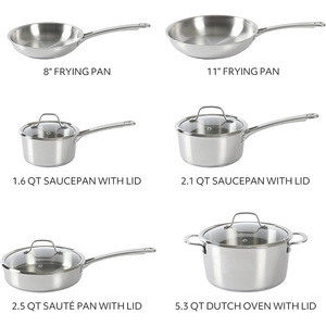 Ollas personalizadas de 10 Uds., sartenes modernas de acero inoxidable 304, juego de utensilios de cocina para cocinas de inducción, ollas y sartenes de Gas - Product Image 6