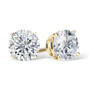 Starsgemホットセールスタイル10k14k18kソリッドゴールド1ct2ct3ctモアッサナイトダイヤモンドゴールドスタッドイヤリングレディースファインジュエリーイヤリング