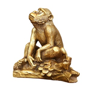 Brass Monkey Figurine Copper Craft <b>Desk</b> Decor Home Office Gift Opening Ceremony - Product Image 4