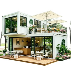 ร้านค้าบ้านคอนเทนเนอร์สมัยใหม่ คาเฟ่กลางแจ้งพร้อมระเบียงและสวน - Product Image 1