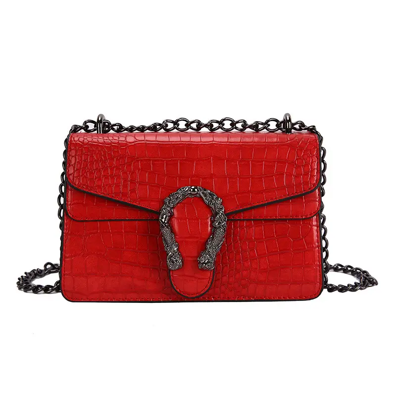 Wholesale black chain Retro purses Classic Clutch Shoulder Bag, Crocodile Pattern Small Crossbody Handbag for Women (Khaki)