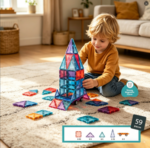 Eli Toys <span class=keywords><strong>Vente</strong></span> Flash 59 Pièces Blocs de Construction Magnétiques 7,5 CM Plaques en Plastique ABS Fenêtre Diamant Jouets Éducatifs Créatifs pour Enfants - Product Image 2