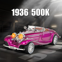 Modèle de voiture vintage 1936 500K en alliage moulé sous pression, échelle 1:32, haute qualité, avec portes ouvrables et fonction de recul, collection exquise en boîte colorée