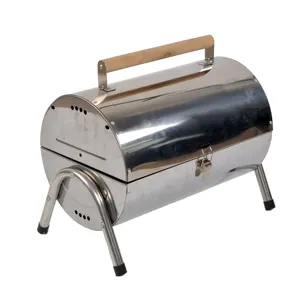 Tragbarer Barrel Charcoal BBQ Edelstahl grill für den Außenbereich, Twins Charcoal BBQ Grill, runder Grill