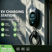 Borne de recharge murale intelligente pour VE 7kW de type 2, compatible OCPP, RFID, WiFi, contrôle par application, étanche IP65, certifiée CE FCC, garantie 18 mois, directement de l'usine OEM