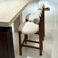 Tabouret de bar en bois de frêne de style français du milieu du siècle, chaise haute en bois massif pour table d'îlot domestique, salle à manger, non pliable, sans accoudoirs