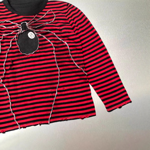 Maglietta a Maniche Lunghe da Uomo SJH con Stampa Ragno a Righe Rosse e Nere, Stile Gotico Punk Oversize Personalizzato - Product Image 3