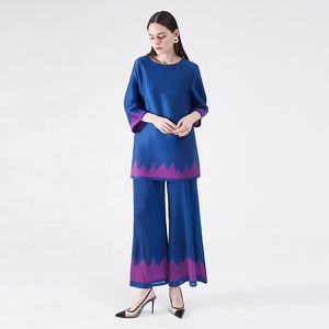 Kadınlar için 2020 yeni takım elbise Set pantolon takım elbise baskılı uzun kollu kristal mavi artı boyutu anne giymek rahat kıyafet Maxi - Product Image 3