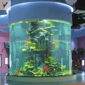 乐宇流行工艺大型项目定制透明大型鱼缸亚克力海洋世界低噪音清洁器缸