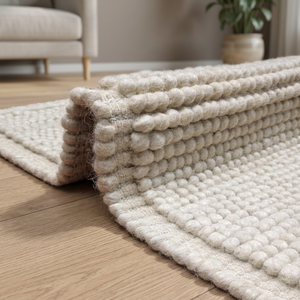 Tapis rectangulaire fait main en laine et acrylique HARI ENTERPRISES, poils moyens, antidérapant, motif horizontal moderne, pour salon - Product Image 3