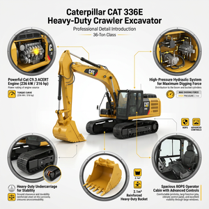 Excavatrice sur chenilles d'occasion Caterpillar 336E de 36 tonnes, faible nombre d'heures, équipement de construction robuste pour projets routiers - Product Image 2