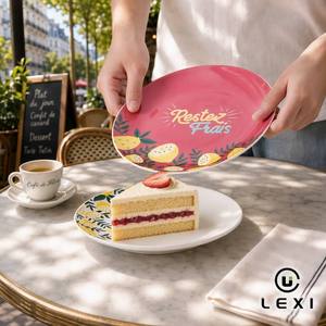 <span class=keywords><strong>Assiette</strong></span> en céramique mignonne motif citron, rose, blanc, vert, ronde, pour steak, salade de fruits, dessert, vaisselle de cuisine, cadeau - Product Image 1