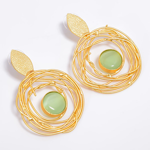 Boucles d'oreilles pendantes en laiton personnalisé en pierres précieuses plaqué or 14 ct bijoux à la mode faits à la main du fabricant exportateur - Product Image 6