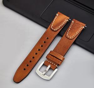 Correa de reloj de cuero genuino de piel de vaca con costura Retro profesional 18mm 20mm 22mm para reloj inteligente banda Universal rápida - Product Image 2