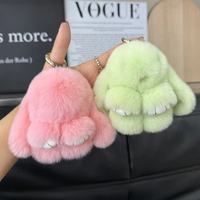 Aksesoris Tas Gantungan Kelinci Palsu Bulu Kelinci Rex Asli, Gantungan Kunci Kelinci Lucu, Boneka Plush, Perhiasan