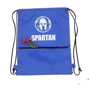 Ambalaj spor öğesi için Logo ile ucuz fiyat toptan Polyester ipli sırt çantası spor çanta